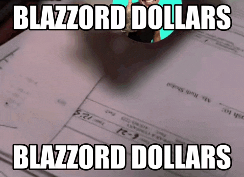 a close up of a check that says blazzard dollars on it