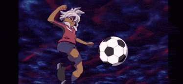 a soccer ball is being kicked by a person
