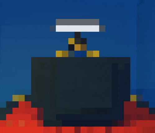 a pixel art of a black object with a white stripe on top of it