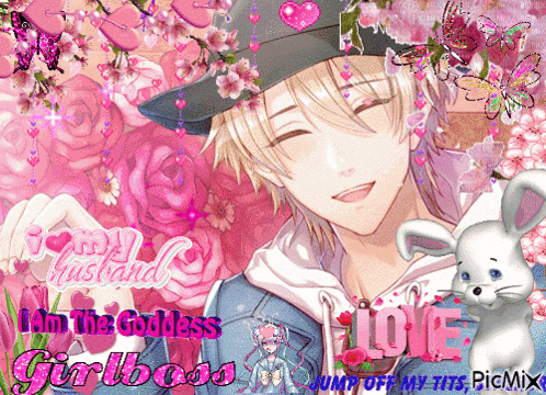 a picture of a man with the words " i am the goddess girlboss " on the bottom