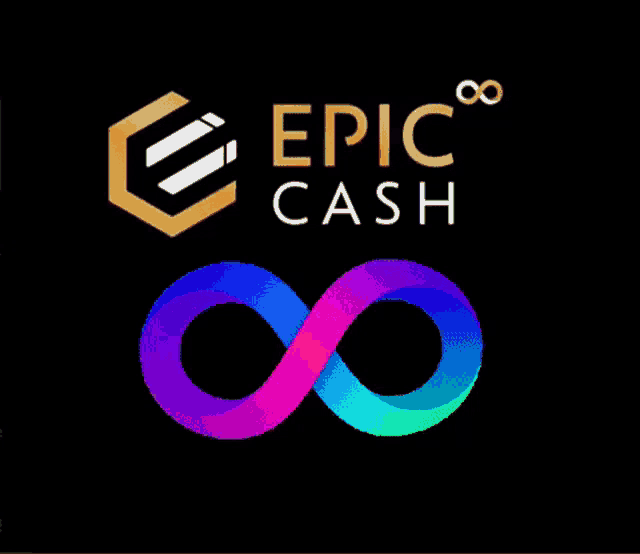 an epic cash logo with a rainbow colored infinity symbol