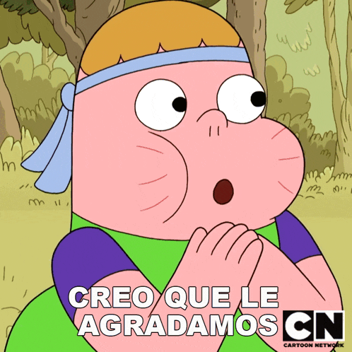 a cartoon character with the words creo que le agradecamos on the bottom