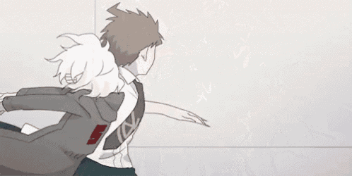 a man and a woman are fighting each other in a room in a cartoon .