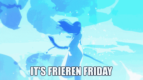 a cartoon of a woman with the words it 's frieren friday below her