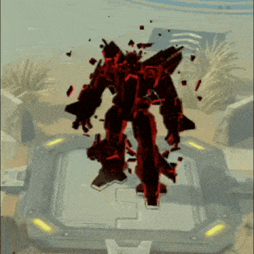 a red robot is being destroyed in a game