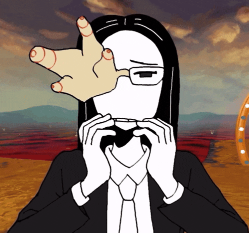 a cartoon drawing of a man in a suit and tie covering his face with his hand