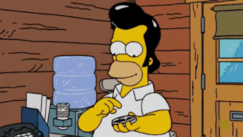 homer simpson is standing in front of a water cooler