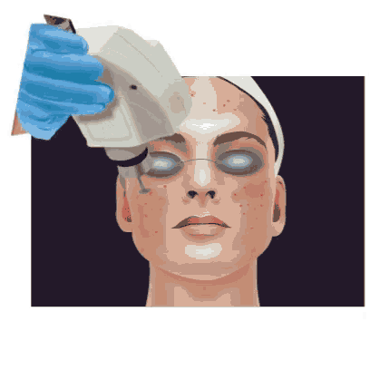an illustration of a woman getting a treatment on her face