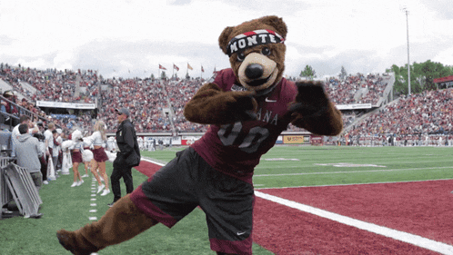 a mascot wearing a headband that says " kontel " on it