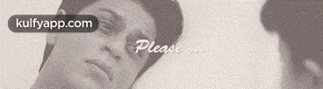 a black and white photo of a man with the word please written on it