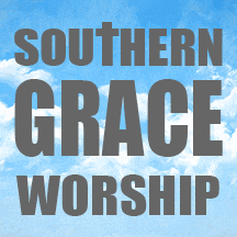 a logo for southern grace worship against a blue sky