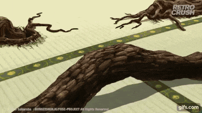 an animated image of a tree with the words retro crush on the bottom