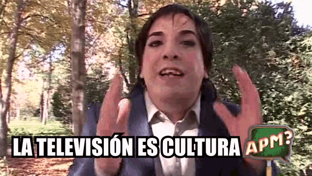 a man in a suit stands in front of trees and says la television es cultura apm
