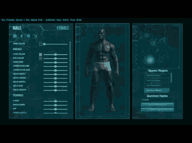 a computer screen displays a male and female body