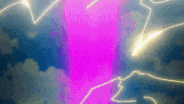 a purple lightning bolt is coming from the sky