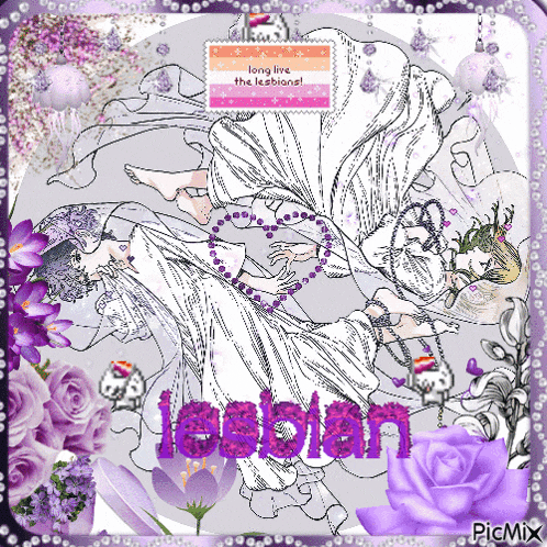 a drawing of two women with the word lesbian written on it