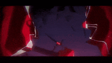 a man is holding his head in his hands in a dark room with a red background .