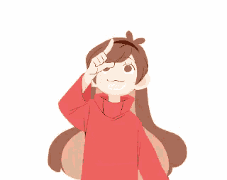 a girl in a red shirt is pointing to a heart