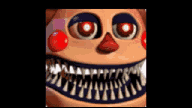 a close up of a cartoon character 's face with a large mouth