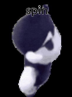 a black and white image of a stuffed animal with the words spin on it