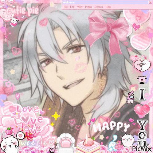 a picture of a boy with a pink bow on his head and the words cutie pie