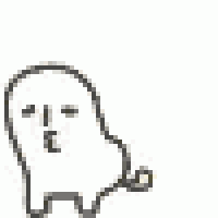 a pixel art drawing of a ghost with a speech bubble and a face .