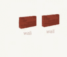 two red brick walls with the words wall below them on a white background