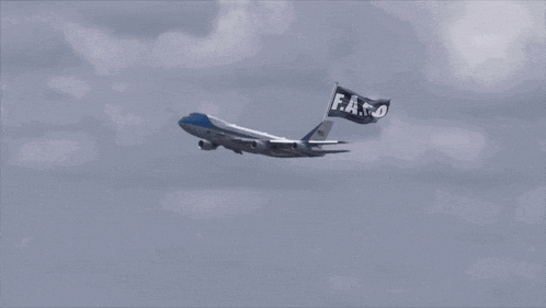 a plane with a flag on the tail that says f.a.c.d.