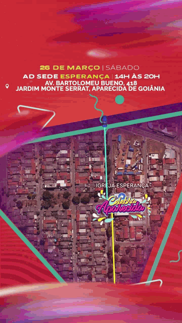 an aerial view of a residential area with the date 26 de março