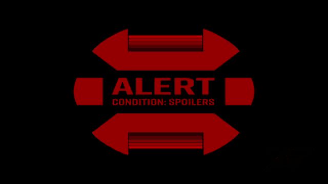 a red sign that says alert condition spoilers on a black background