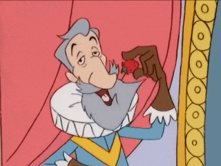a cartoon of a man with a beard and a glove