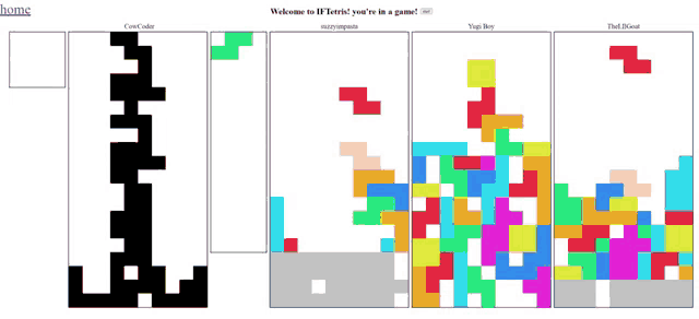 a screenshot of a tetris game with the words welcome to if tetris you 're in a game at the top