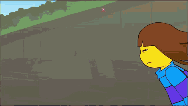 a cartoon character is standing in front of a large fire