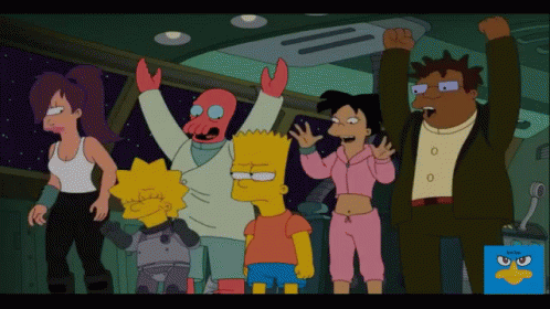 Futurama Simpsons GIF - Futurama Simpsons Cheer GIFs