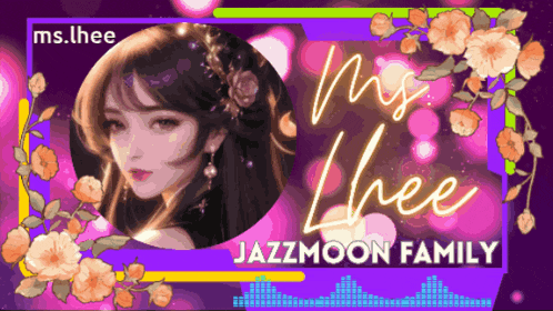 a purple poster with a woman and the words jazzmoon family on it
