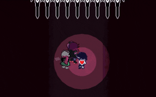 a person is standing in a dark room with a heart in the middle of it