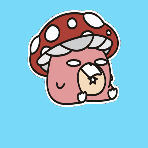 a cartoon drawing of a mushroom with a star on its head