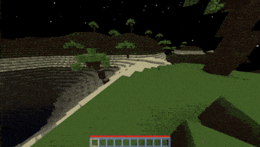 a screenshot of a minecraft game with a red item bar