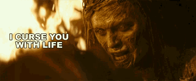 a picture of a zombie with the words i curse you with life above it