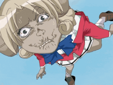 a cartoon of a girl with a very funny face