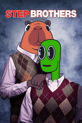 a poster for step brothers features a capybara and an alien