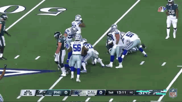 a football game between the dallas cowboys and the philadelphia eagles on nbc