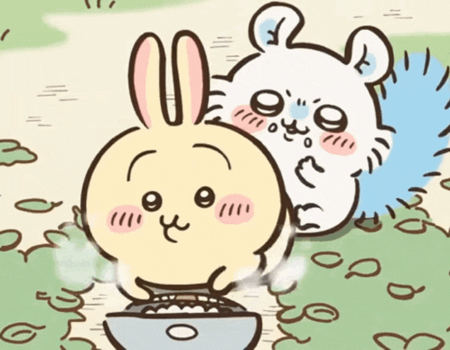 a cartoon drawing of a rabbit and a hamster
