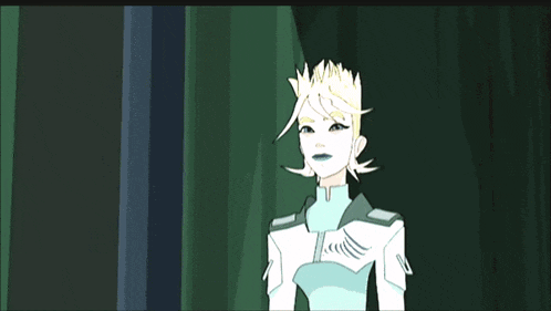 a cartoon character with a crown on his head is standing in front of a green wall