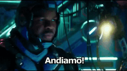 a man in a space suit says andiamo