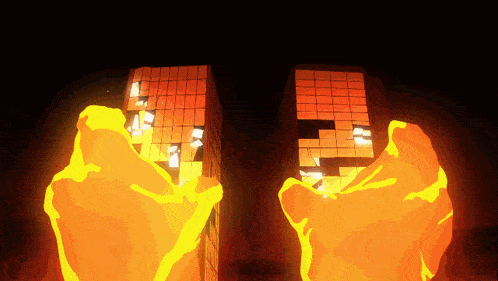 a cartoon drawing of a building being destroyed by a fireball