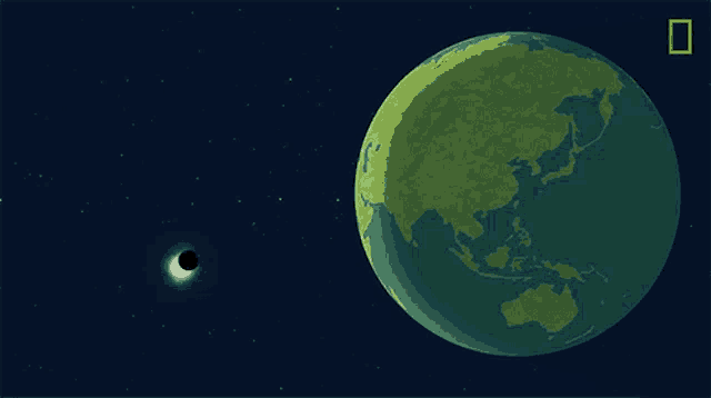 the earth is shown with a black hole in the sky