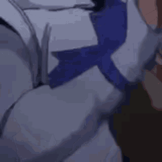 a close up of a person 's torso with a blue tie .