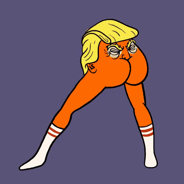 a cartoon drawing of donald trump 's butt and legs