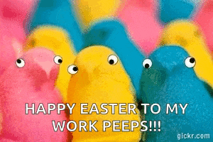 a group of peeps with googly eyes are standing next to each other on a pink background .